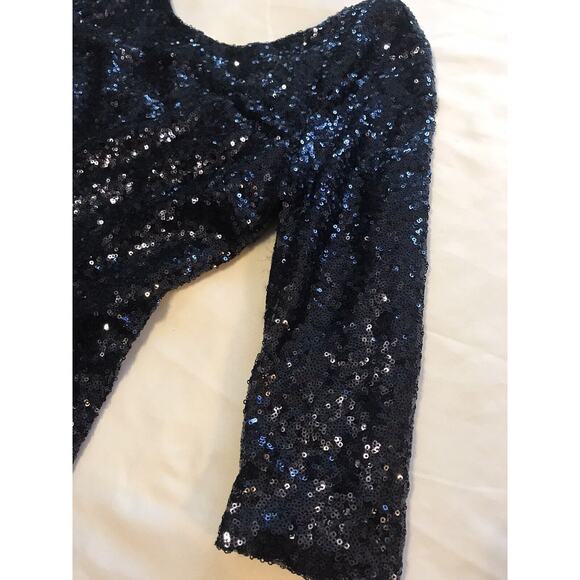 Lulus Delightful Ways Sequin Mini Dress Navy Blue Womens Sz Small Bodycon - Picture 5 of 11